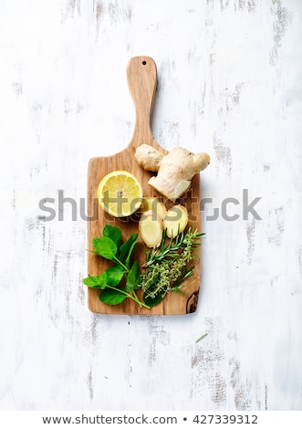 Stok fotoğraf: Fresh Ginger On The Wooden Board