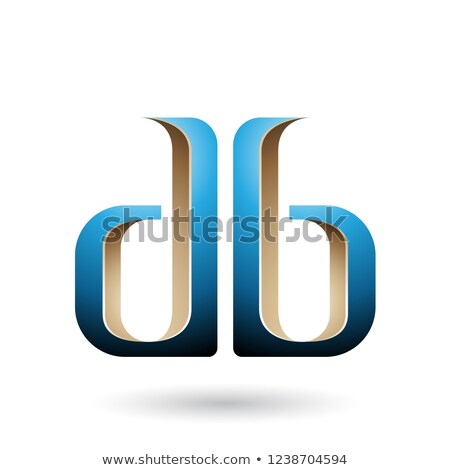Сток-фото: Beige And Blue Double Sided D And B Letters Vector Illustration