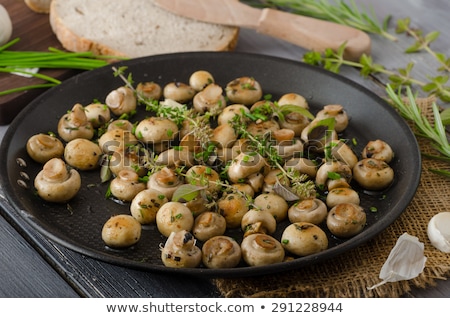 Foto stock: Homemade Bio Salad Lettuce With Mushrooms And Wholegrain Bread