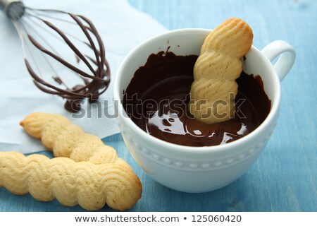 Stock fotó: Cup Of Chocolate With Shotrbread Cookies And Whisk