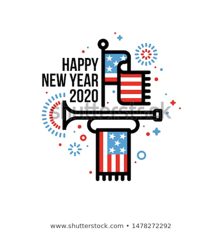 Happy New Year 2020 Greeting Card With American Flag And Bugle Сток-фото © ussr