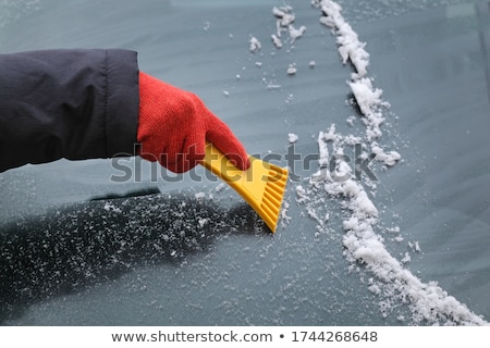 ストックフォト: Automotive Frozen Ice Cleaning From Window