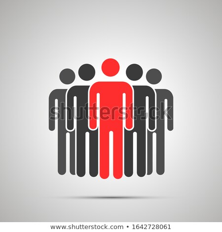 Stock photo: Folks With Leader Silhouette Simple Black Icon With Shadow