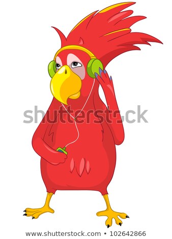 Stockfoto: Funny Parrot Listening To Music
