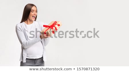 Stock fotó: Woman Holding Gift Box