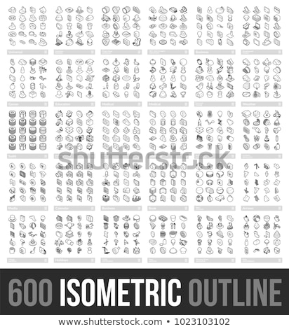 Shopping Flat Gray Icons Set On Black Background ストックフォト © sidmay