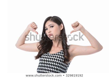 Foto stock: Young Asian Woman Showing Thumbs Down Sign From Both Hands