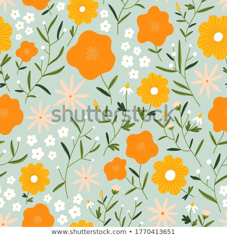 Stock photo: Seamless Pattern With Pink Roses And Camomile