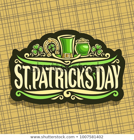 Stok fotoğraf: Vintage Paper Script And Clover Leaves Saint Patricks Day