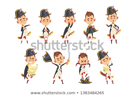Stock fotó: Napoleon Bonaparte Cartoon Character Holds Sword