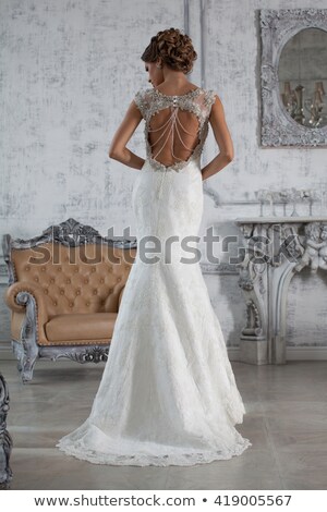 Stockfoto: Beautiful Model Girl In A White Wedding Dress