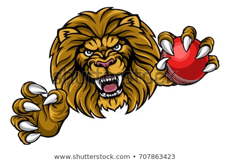 Foto d'archivio: Lion Cricket Ball Sports Mascot