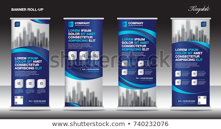 Stockfoto: Creative Blue Standee Roll Up Banner Design Template