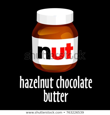 Foto stock: Sweet Chocolate Hazelnut Butter Can Icon Isolated On Black