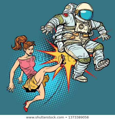 [[stock_photo]]: The Woman Kicks An Astronaut Family Quarrel