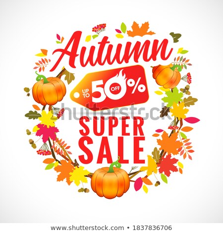 Stock fotó: Mega Sale Discount Poster Maple Leaves Oak Foliage