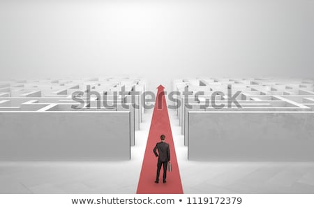 Zdjęcia stock: Businessman Going Straight Ahead Between Two Mazes