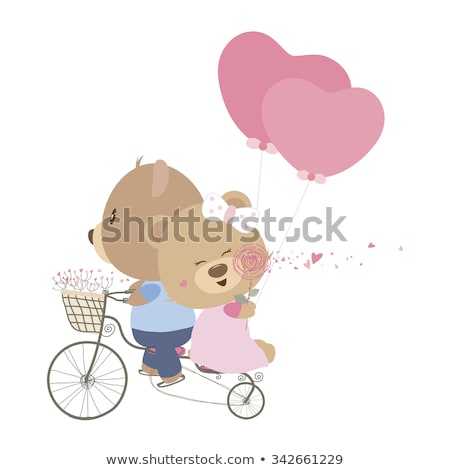 Stock fotó: I Love You And Me Teddy Bears Vector