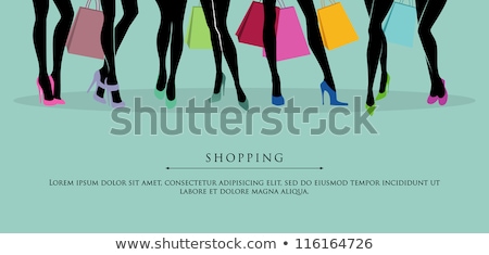 Foto stock: Silhouettes Of Girls With Shopping Bags Friends