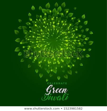 Stock fotó: Happy Diwali Creative Green Eco Diya Design Background