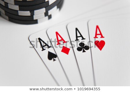 Stock photo: Winning Poker Hand Of Four Aces Playing Cards And Chips