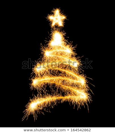 Stock photo: Christmas Tree Made By Sparkler On A Black