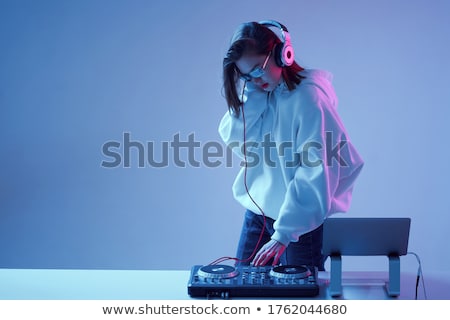 Stock foto: Beautiful Blonde Dj Girl On Decks - The Party