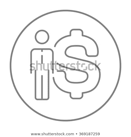 Сток-фото: Businessman Standing Beside The Dollar Symbol Line Icon