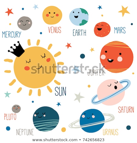 [[stock_photo]]: Set Planets Solar System Funny Cartoon Planet  Star Earth An