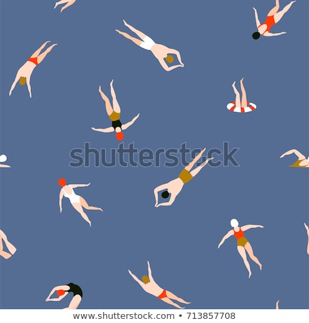 Foto stock: Seamless Pattern With Swimming Pool Illustration