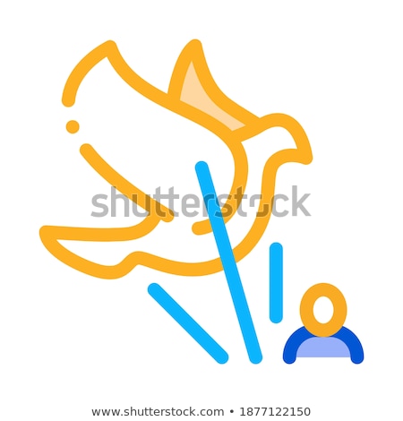 [[stock_photo]]: Man And Air Pigeon Icon Vector Outline Illustration