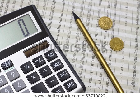 Stok fotoğraf: Calculator Pencil Polish Money And Newspaper