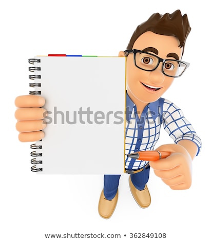 [[stock_photo]]: Young 3d Male With Ballpoint Pen