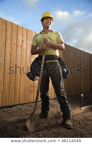 Laughing Man With Shovel Imagine de stoc © iofoto