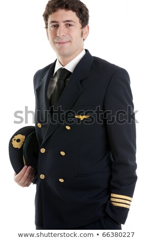 Zdjęcia stock: Male Airline Pilot Smiling Holding Hand Out