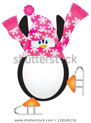 ストックフォト: Penguin Skating Pirouette Illustration