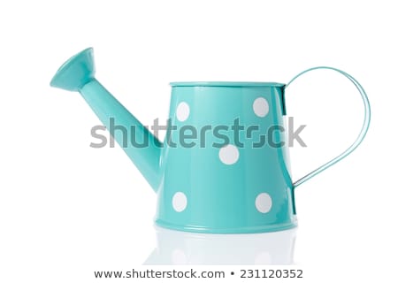 Stock fotó: Blue Polka Dot Watering Can Isolated On White