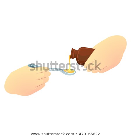 Foto d'archivio: Vector Of Human Hand Pouring Syrup On Spoon