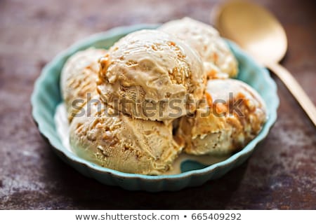 Foto stock: Homemade Vanilla Caramel Ice Cream In Vintage Bowl