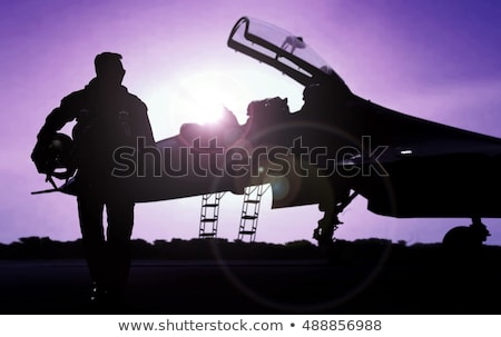 Foto stock: Military Aircraft On Airfield On Mission Standby