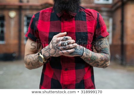 Zdjęcia stock: Man With Tattooed Hands