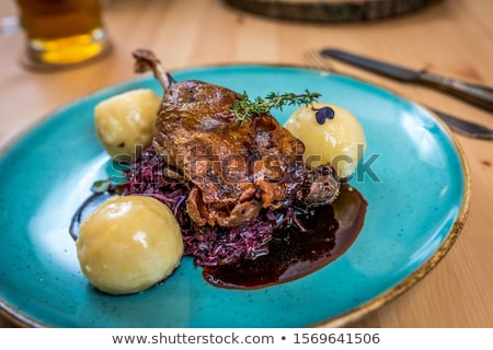 Stok fotoğraf: Roast Duck With Red Cabbage And Potato Dumplings