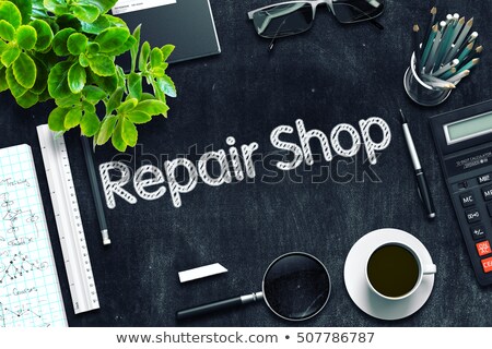 Stock fotó: Repair Shop Handwritten On Black Chalkboard 3d Rendering