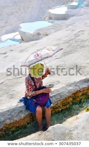 Stock fotó: Tourist Woman Model In Swimsuit In Pamukkale Turkey