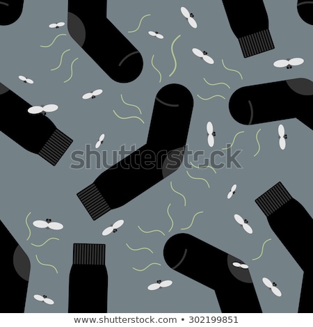 Foto stock: Dirty Smelly Sock Seamless Pattern Bad Smell And Flies Vector