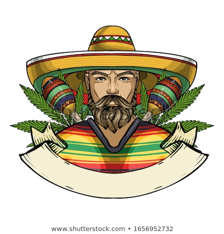 Stock photo: Cartoon Man Face With Sombrero