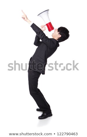 Stock foto: Forward To Success Mouth Screaming Into A Megaphone