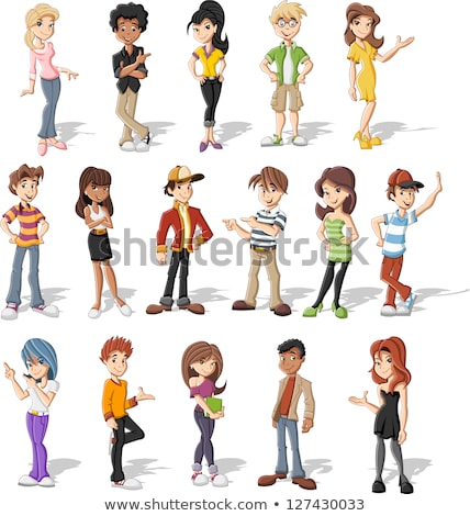 Stock photo: Boy And Girl Funny Cartoon And Vector Teen Characters