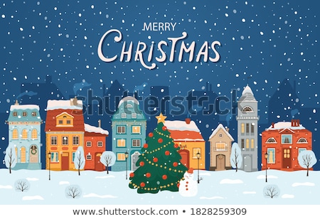 Stok fotoğraf: City Christmas Winter Snowman Christmas Night