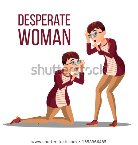 Foto stock: Desperate Woman Vector Stress Desperate Person Woman Girl Scream Anger Shok Illustration